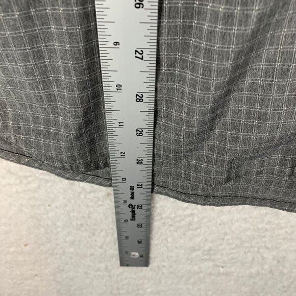 PrAna Men's Gray Garvan Short Sleeve Checkered Pattern Button Up Shirt Size XL - Picture 4 of 10